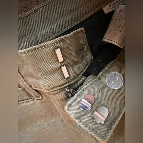 AYR Women’s Khaki Green Straight Wide Leg Cropped Cut Off Pants - Size 29S - Picture 7 of 10